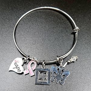 Breast Cancer Awareness Bangle Charm Bracelet